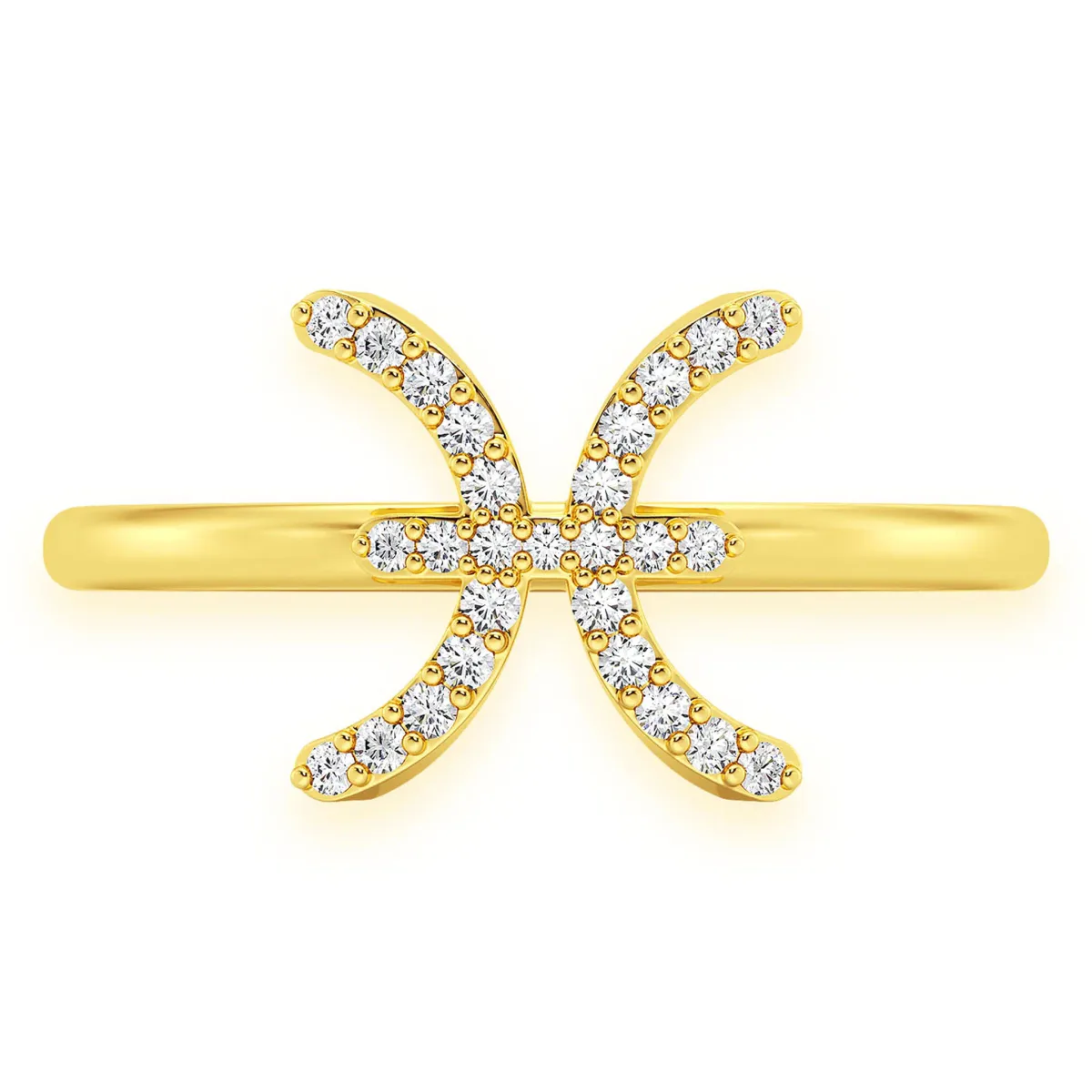 For Him Zodiac Diamond Ring in Pisces / Yellow Gold / Natural Diamond – Ring