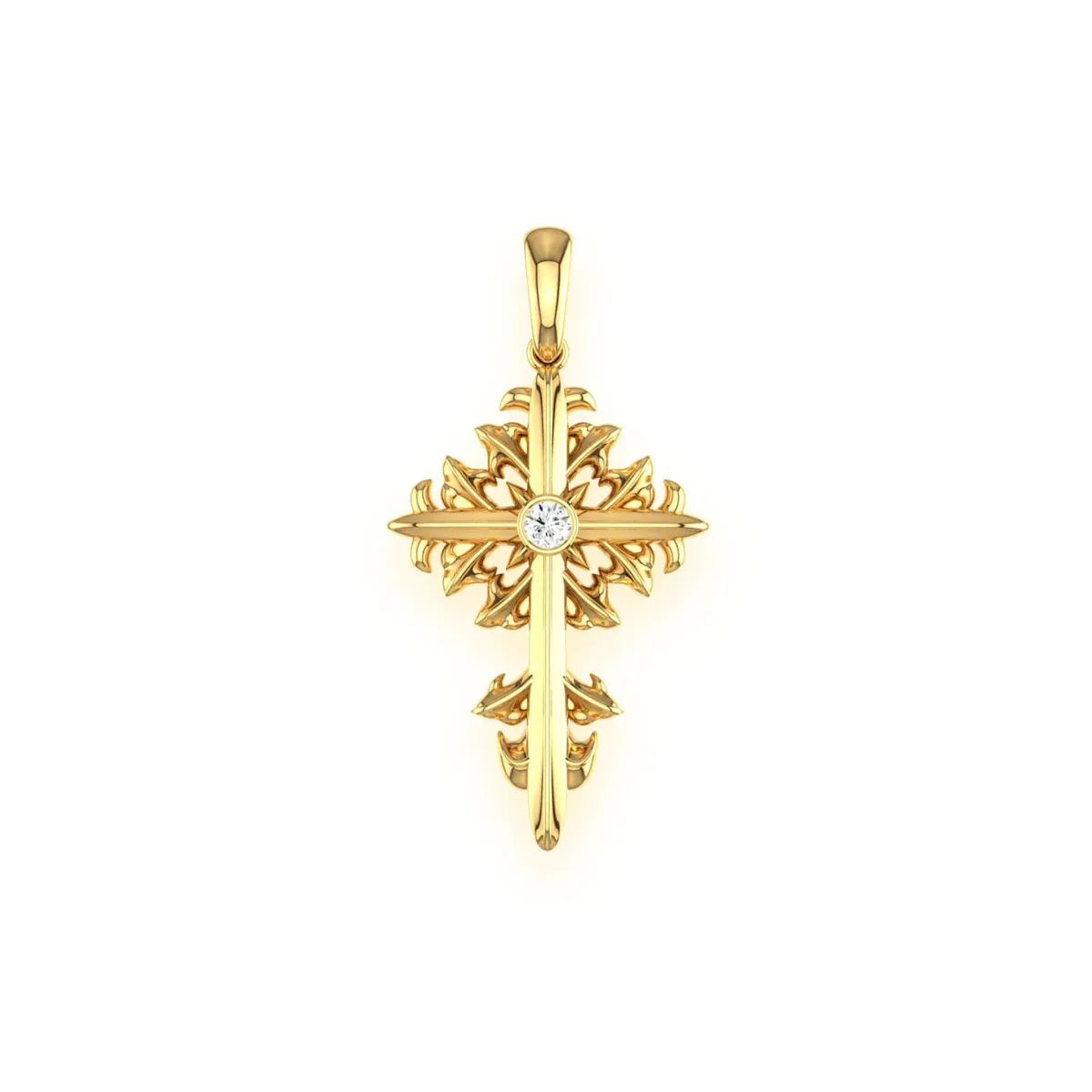 For Him Filigree Diamond Cross Pendant in 0.02ctw / Rose Gold / Lab Grown Diamond – Pendant