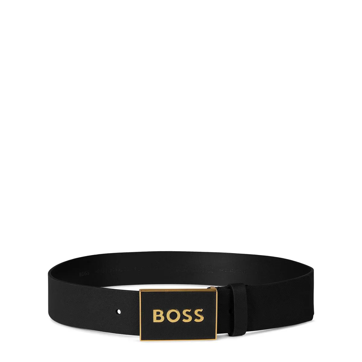 Boss Men's Icon Belt, High Quality Leather in Black/Gold 002 – Accessories
