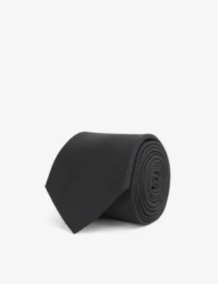 REISS Ceremony textured silk tie - DARK GREEN