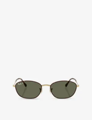 RAY-BAN RB3749 Irregular-Frame Tortoiseshell Metal Sunglasses