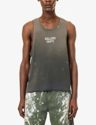 GALLERY DEPT Logo-Print Oversize Cotton Vest Top detail 3