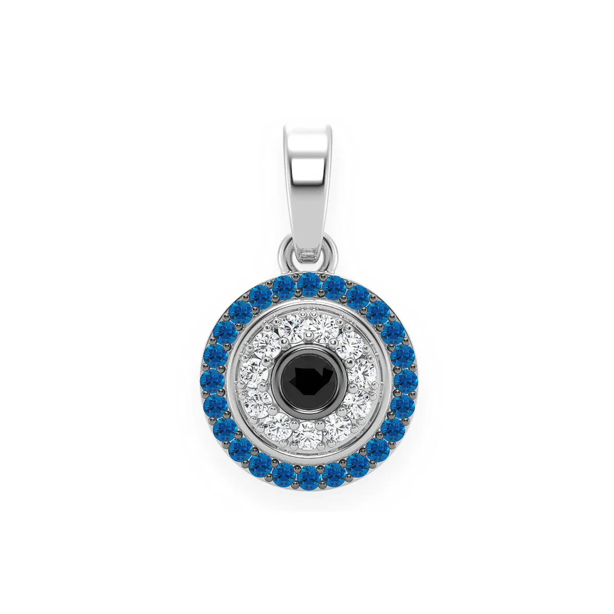 For Him Round Evil Eye Pendant in White Gold – Pendant