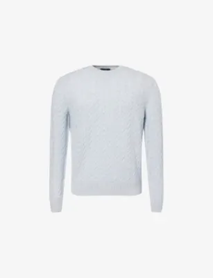 DUNHILL Cable-Knit Crewneck Cashmere And Linen Jumper
