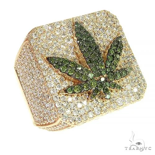 RINA - For Him CUSTOM Custom Made Weed Leaf Diamond Ring 66398 in Rose Gold / 10 inches – Ring