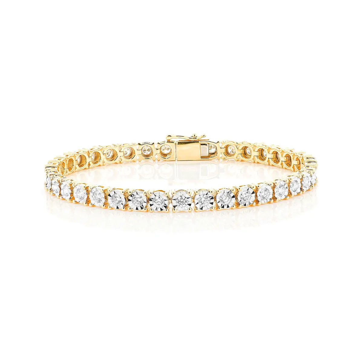 For Him Miracle Diamond Tennis Bracelet in 12pt / 4.15ctw / Yellow Gold / 8.5" – Bracelet