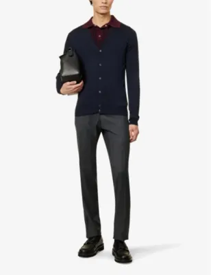 JOHN SMEDLEY Petworth V-neck merino wool cardigan detail 2
