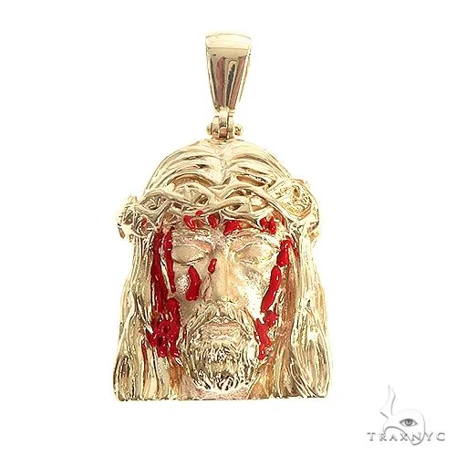 RINA - For Him FACTORY 14K Gold Large Blood Dripping Jesus Face Pendant 66481 in Rose Gold – Pendant