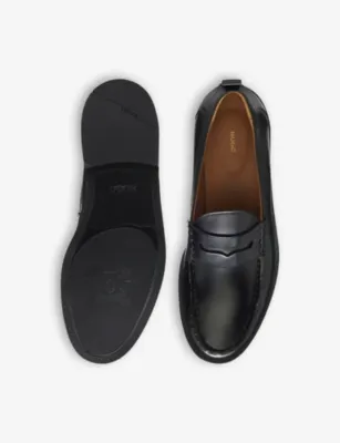 HUGO Pull-Tab Leather Loafers - EUR 41 / 7 UK MEN in BLACK, additional product view 3