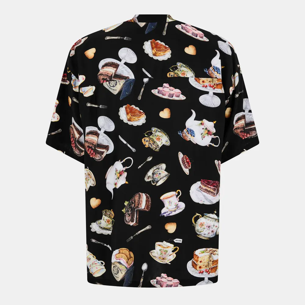Moschino Men's Short Sleeve Patterned Relaxed Fit Shirt detail 2