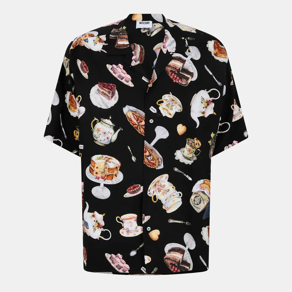 Moschino Men's Short Sleeve Patterned Relaxed Fit Shirt