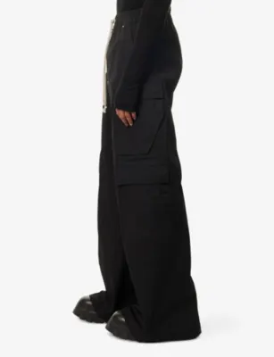 RICK OWENS Cargobelas Flared Stretch-Cotton Trousers detail 3