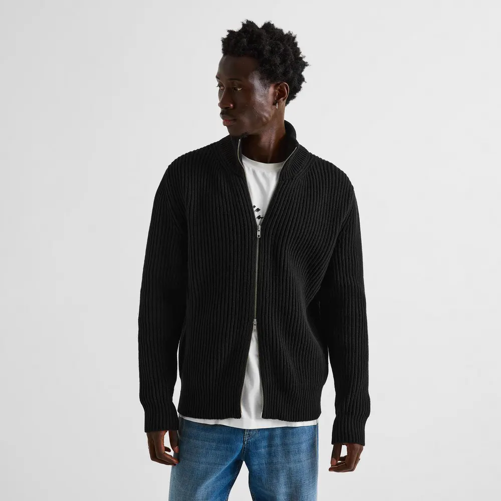 MM6 Maison Margiela Ribbed Knit Jacket in Beige Melange, additional product view 3