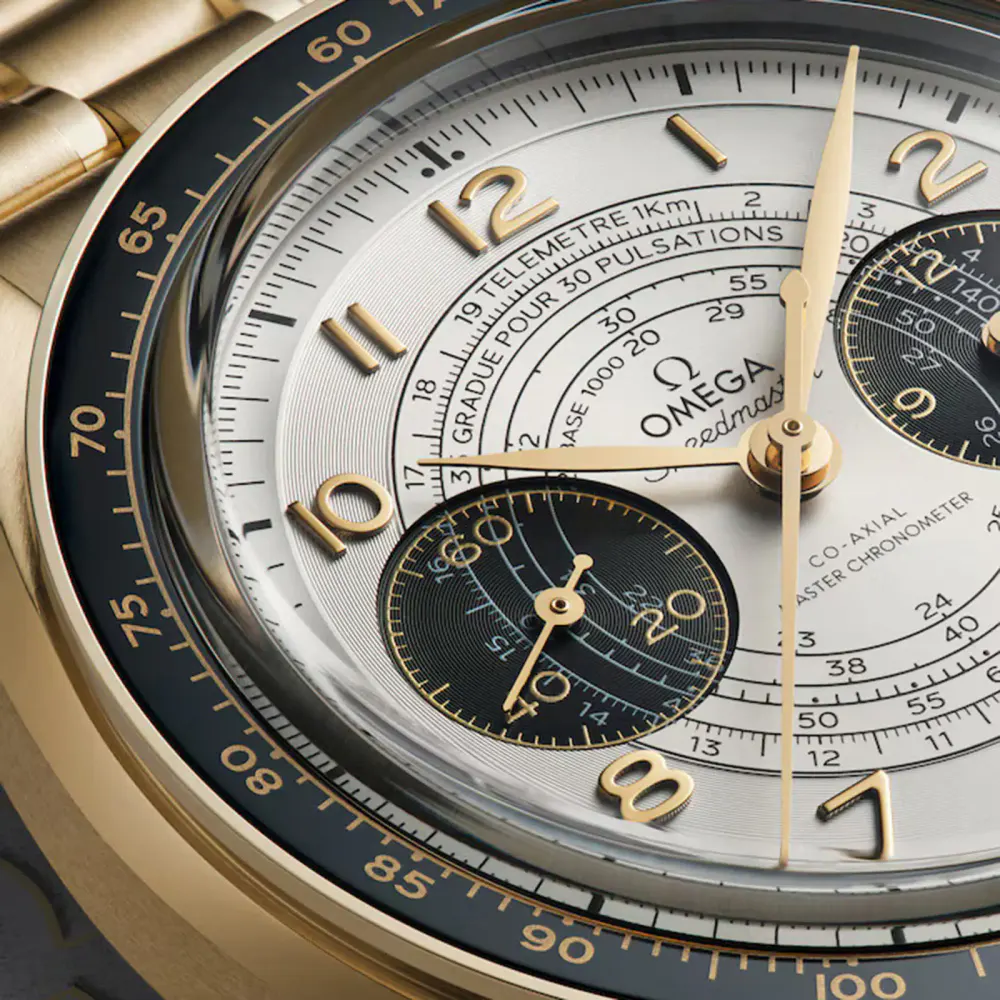 Omega Speedmaster Chronoscope Paris 2024 Olympics 43mm Mens Watch Moonshine Gold detail 2