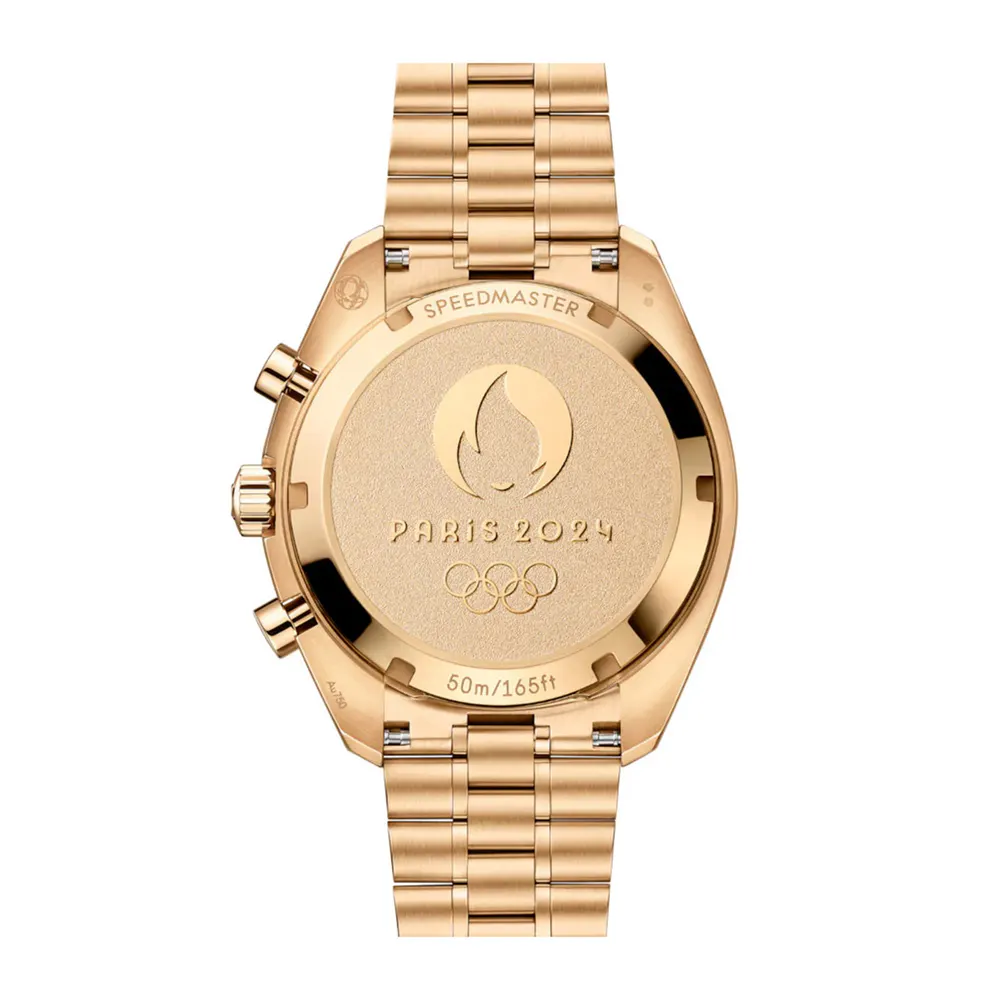 Omega Speedmaster Chronoscope Paris 2024 Olympics 43mm Mens Watch Moonshine Gold detail 3