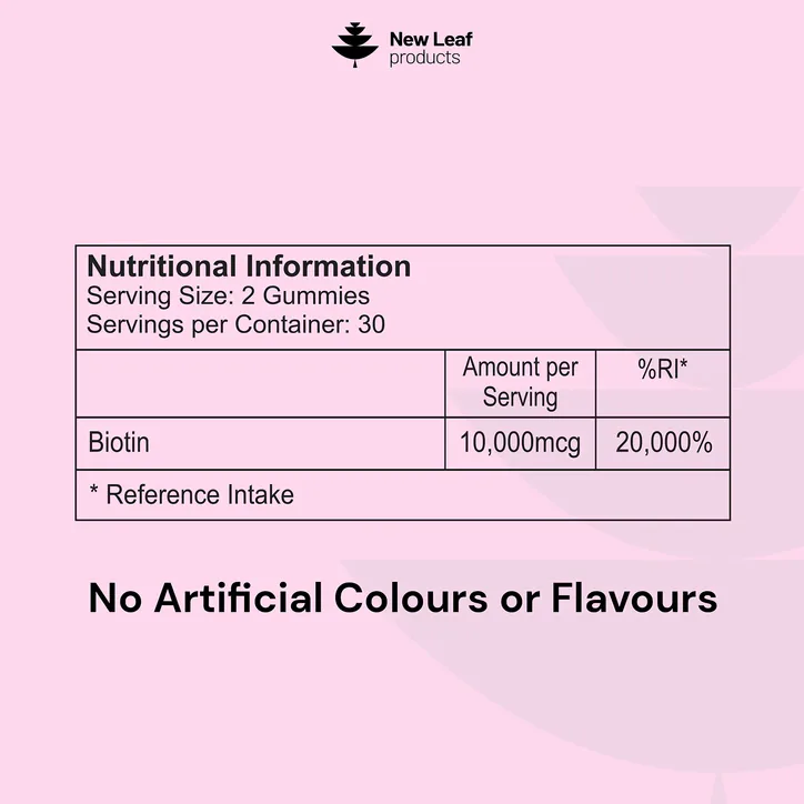 New Leaf Products Biotin Vitamin B7 60 Gummies detail 3
