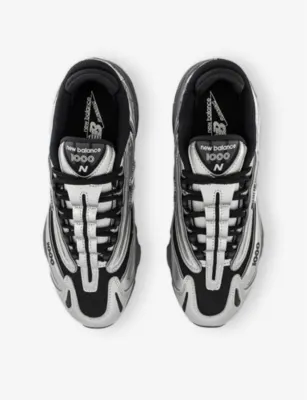 NEW BALANCE 1000 Metallic Mixed-Material Trainers - 9 in SILVER METALLIC GREEN, additional product view 2