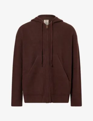 UMA WANG Ribbed Cashmere Hoody in Brown Red/brown – Mens | Tops & t-shirts | Polo shirts | Long sleeve
