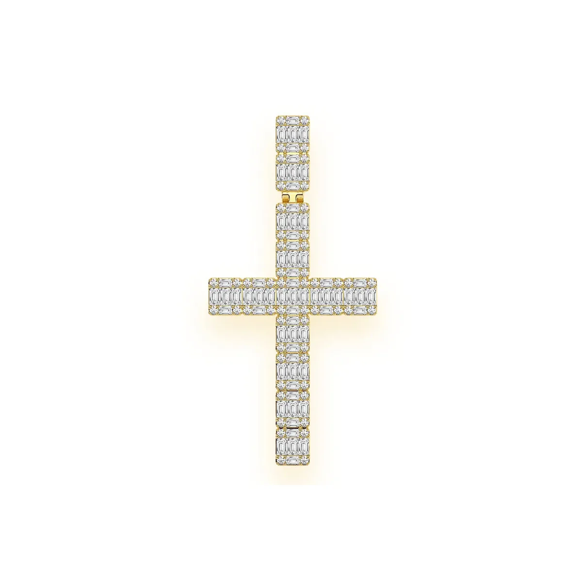 For Him Royal Baguette Cross in Yellow Gold / Natural Diamond – Pendant