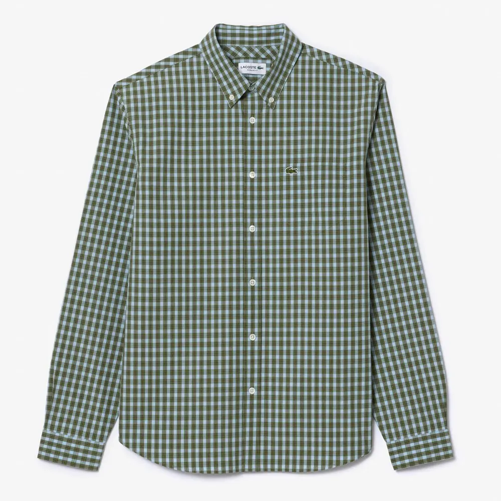 Lacoste Regular-Fit Plaid Poplin Shirt