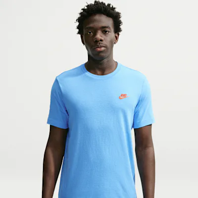 Nike Sportswear Club Men's T-Shirt - Football Blue/Safety Orange