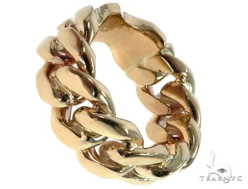 RINA - For Him FACTORY Solid 14K Yellow Gold Miami Cuban Link Ring 64679 in Rose Gold / 9.5 – Ring