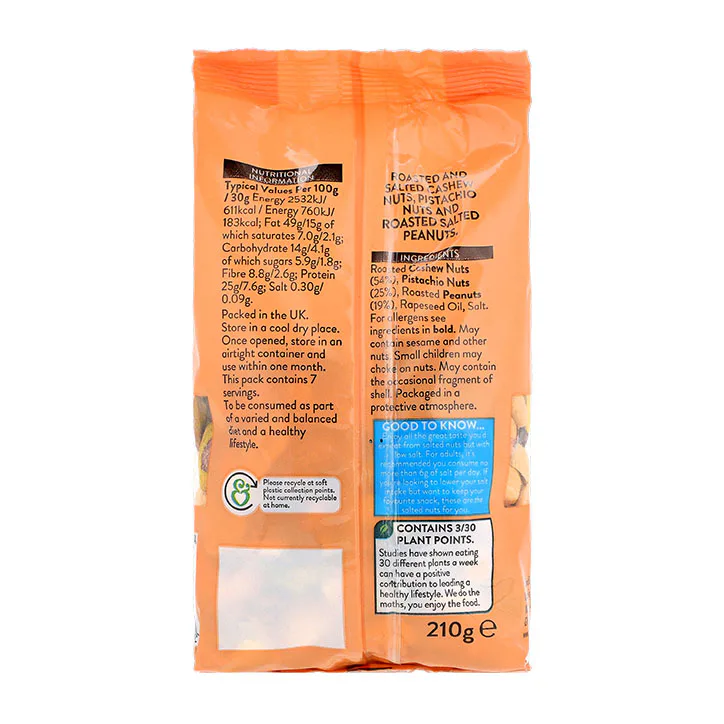 For Him Lightly Salted Peanuts, Cashews & Pistachios 210g detail 2
