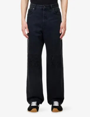 LOEWE Anagram-Embroidered Denim Jeans detail 3