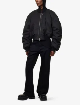 RICK OWENS Flight Ribbed-Trim Cotton-Blend Bomber Jacket detail 2