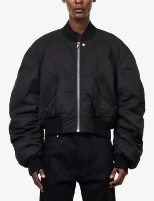 RICK OWENS Flight Ribbed-Trim Cotton-Blend Bomber Jacket detail 3
