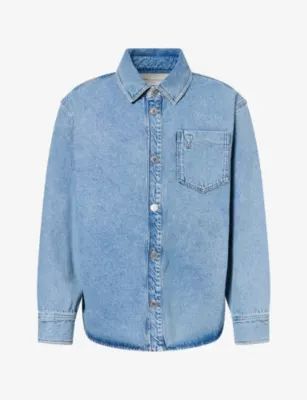 AMI PARIS Embossed-Logo Patch-Pocket Denim Shirt