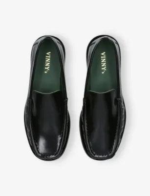 VINNY'S Michel Leather Loafers - EUR 44 / 10 UK MEN in BLACK, additional product view 2