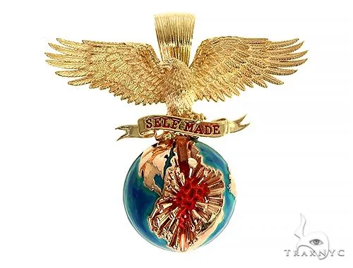 RINA - For Him FACTORY 14K Gold Self Made Eagle Globe Pendant 66349 – Pendant