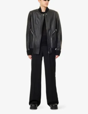 RICK OWENS Zip-Pocket Leather Bomber Jacket detail 2