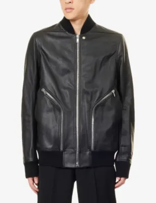 RICK OWENS Zip-Pocket Leather Bomber Jacket detail 3