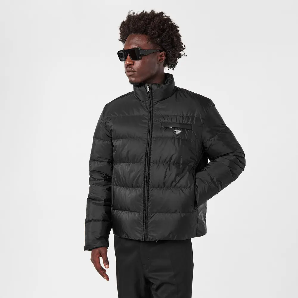 Prada Men's Re-Nylon Long Sleeve Short Puffer Jacket detail 3