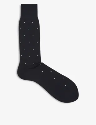 REISS Mario spot-print cotton socks - AIRFORCE BLUE - EUR 42 / 8 UK MEN detail 3