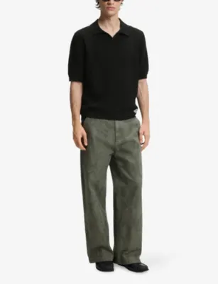 HUGO Waffle-Knit Relaxed-Fit Cotton-Blend Polo Shirt detail 2