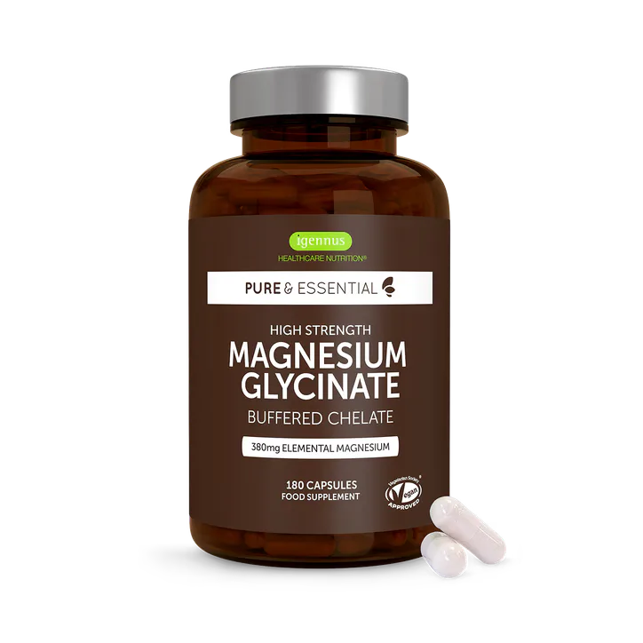 Igennus Healthcare Nutrition High-Strength Magnesium Glycinate Buffered Chelate, 180 Vegan Capsules