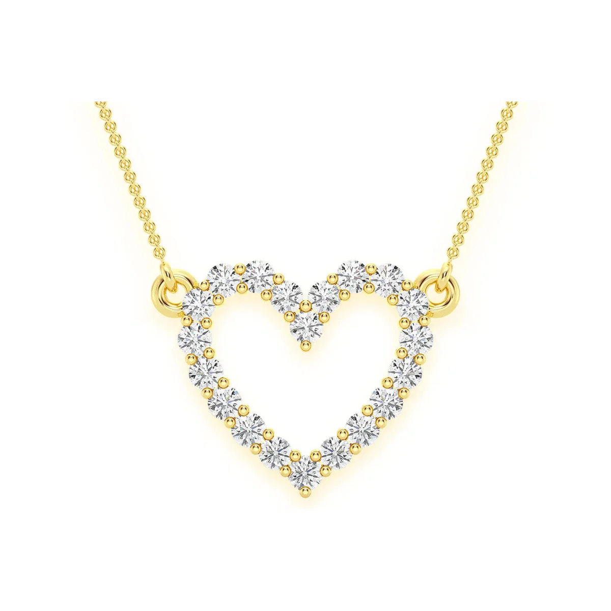 For Him Open Heart Diamond Pendant Necklace in Yellow Gold / 18" / Natural Diamond – Necklace