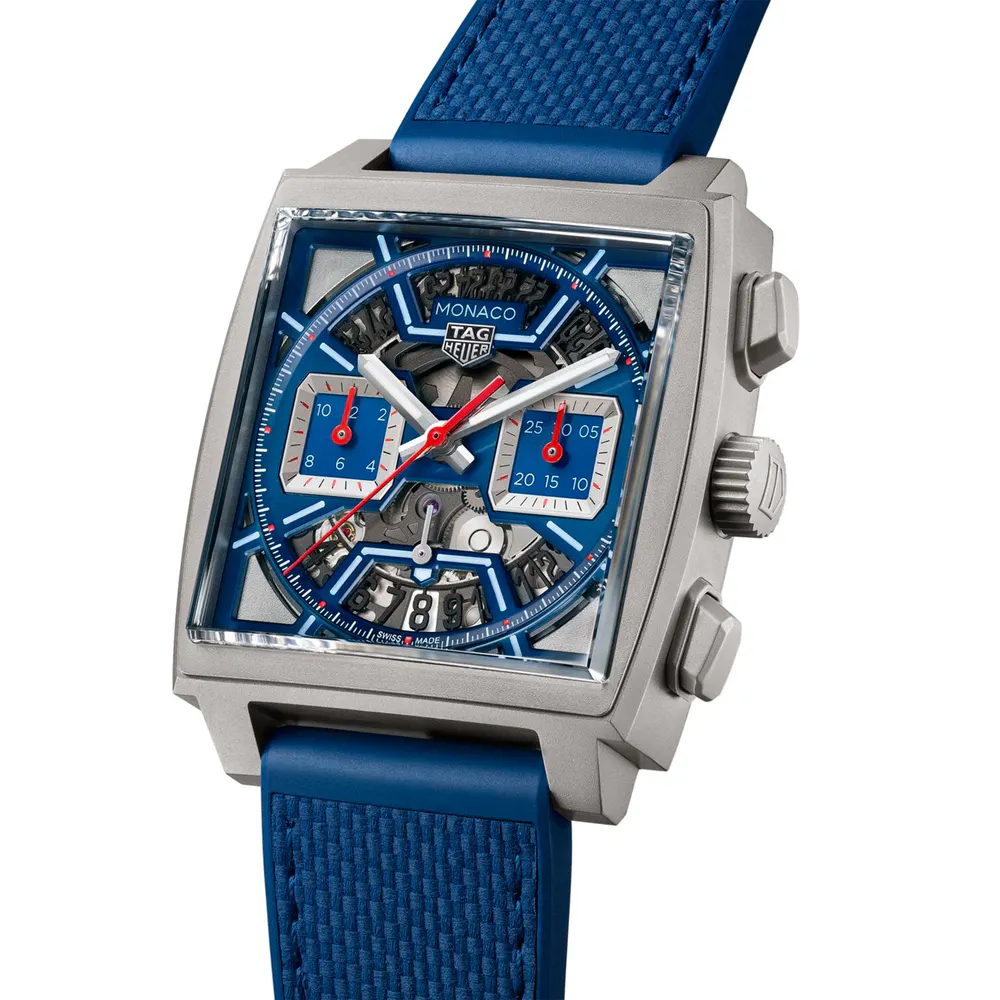 TAG Heuer Monaco Chronograph 39mm Mens Watch Titanium Blue in Blue, additional product view 2