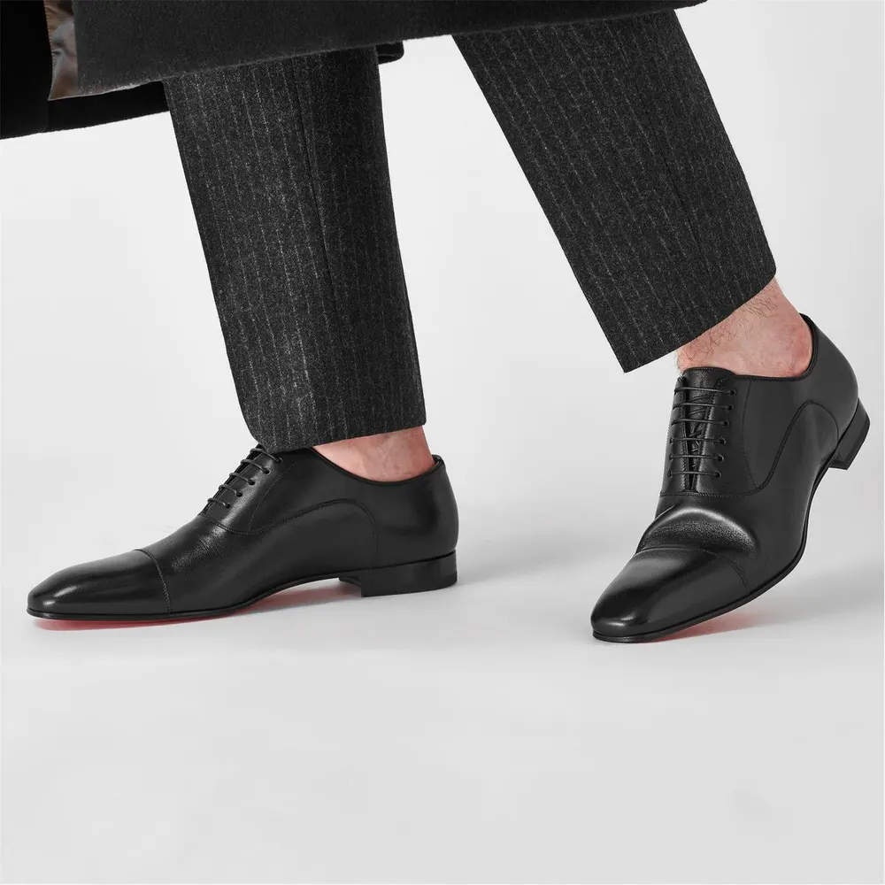 Christian Louboutin Men's Greggo Lace-Up Leather Boat Shoes detail 3