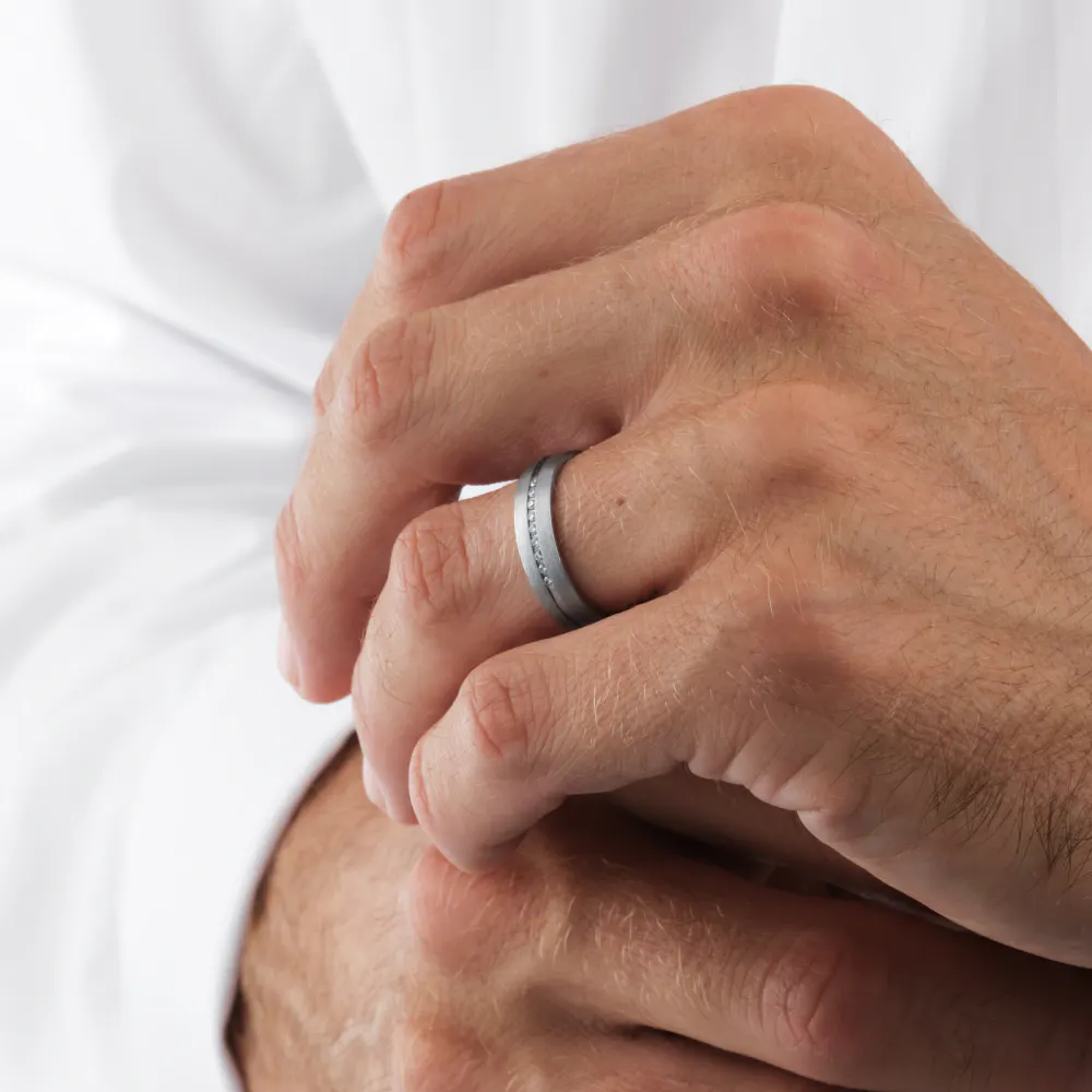 For Him Platinum Mens 0.06ct Diamond Wedding Ring, additional product view 2