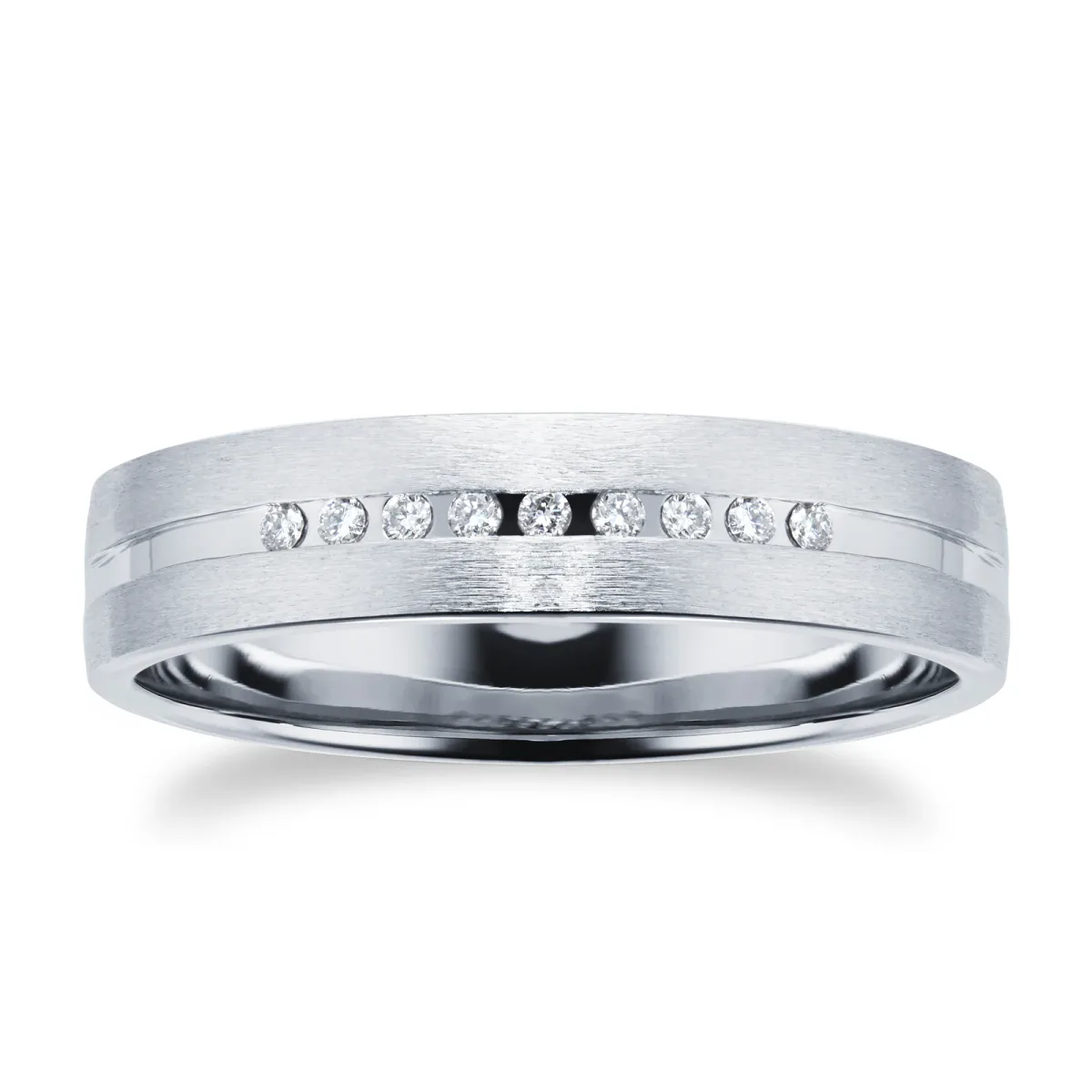 For Him Platinum Mens 0.06ct Diamond Wedding Ring