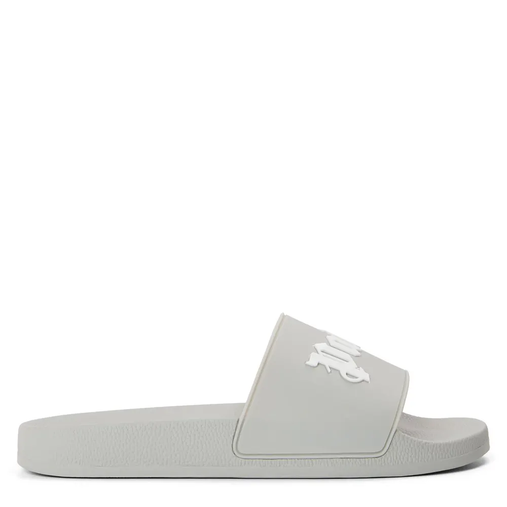 Palm Angels Men's Pool Sliders in Grey White – Footwear