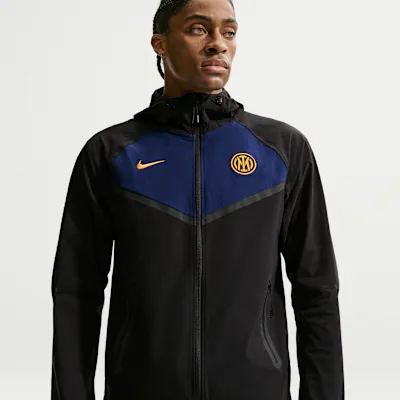 Nike Inter Milan Tech Windrunner Men's Nike Football Woven Full-Zip Jacket - Black/Blue Void/University Gold