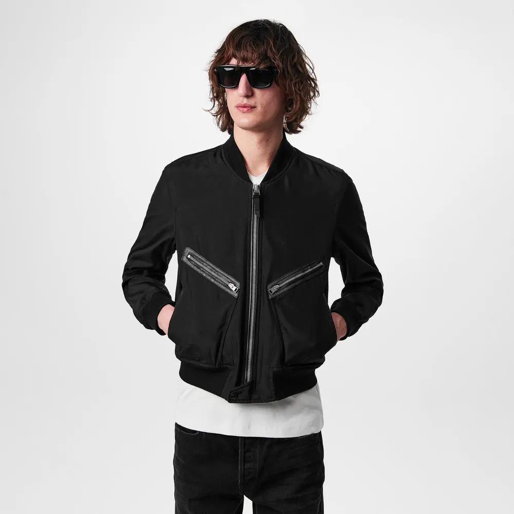 Tom Ford Men's Poplin Silk Long Sleeve Zip Bomber Jacket detail 3