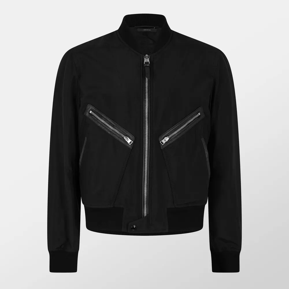 Tom Ford Men's Poplin Silk Long Sleeve Zip Bomber Jacket