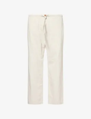 PAIGE Glenmore Wide-Leg Cotton And Linen Blend Trousers