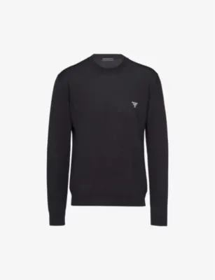 PRADA Superfine crewneck wool sweatshirt - BLACK